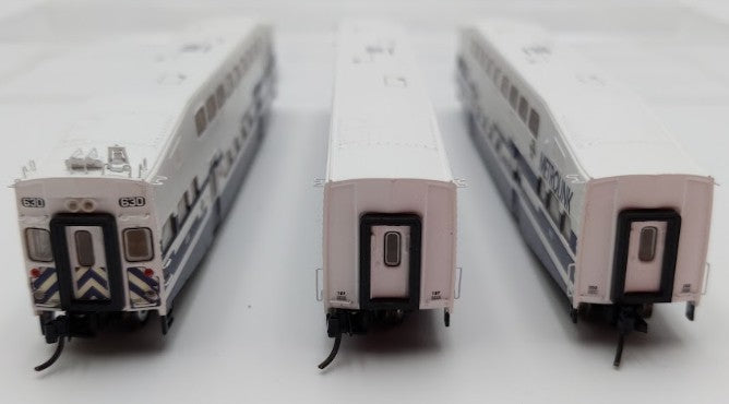 Athearn 10160 N Scale Bombardier Control Car #630 Bombardier Coachs #187 & 202 VG/Box