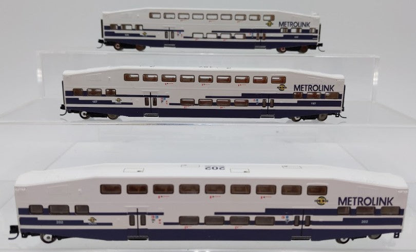 Athearn 10160 N Scale Bombardier Control Car #630 Bombardier Coachs #187 & 202 VG/Box