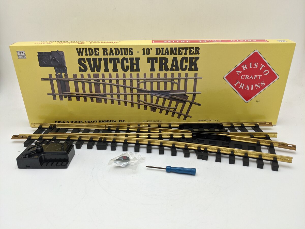 Aristo-Craft 30370 G Brass Wide Radius Right Hand 10' Manual Switch Turnout EX/Box