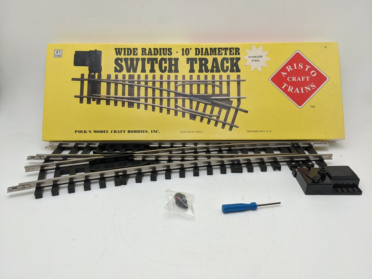 Aristo-Craft 20380 G Scale Stainless Steel Left Hand Manual Switch Turnout EX/Box