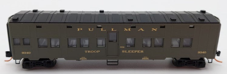 Micro-Trains 11600015 N Scale US Office Of Defense Troop Sleeper #9340 w Lights LN/Box