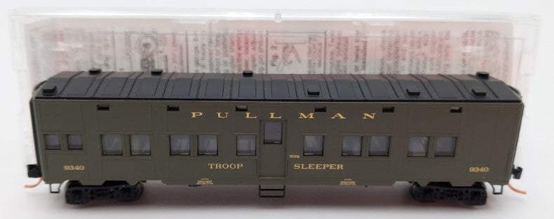Micro-Trains 11600015 N Scale US Office Of Defense Troop Sleeper #9340 w Lights LN/Box