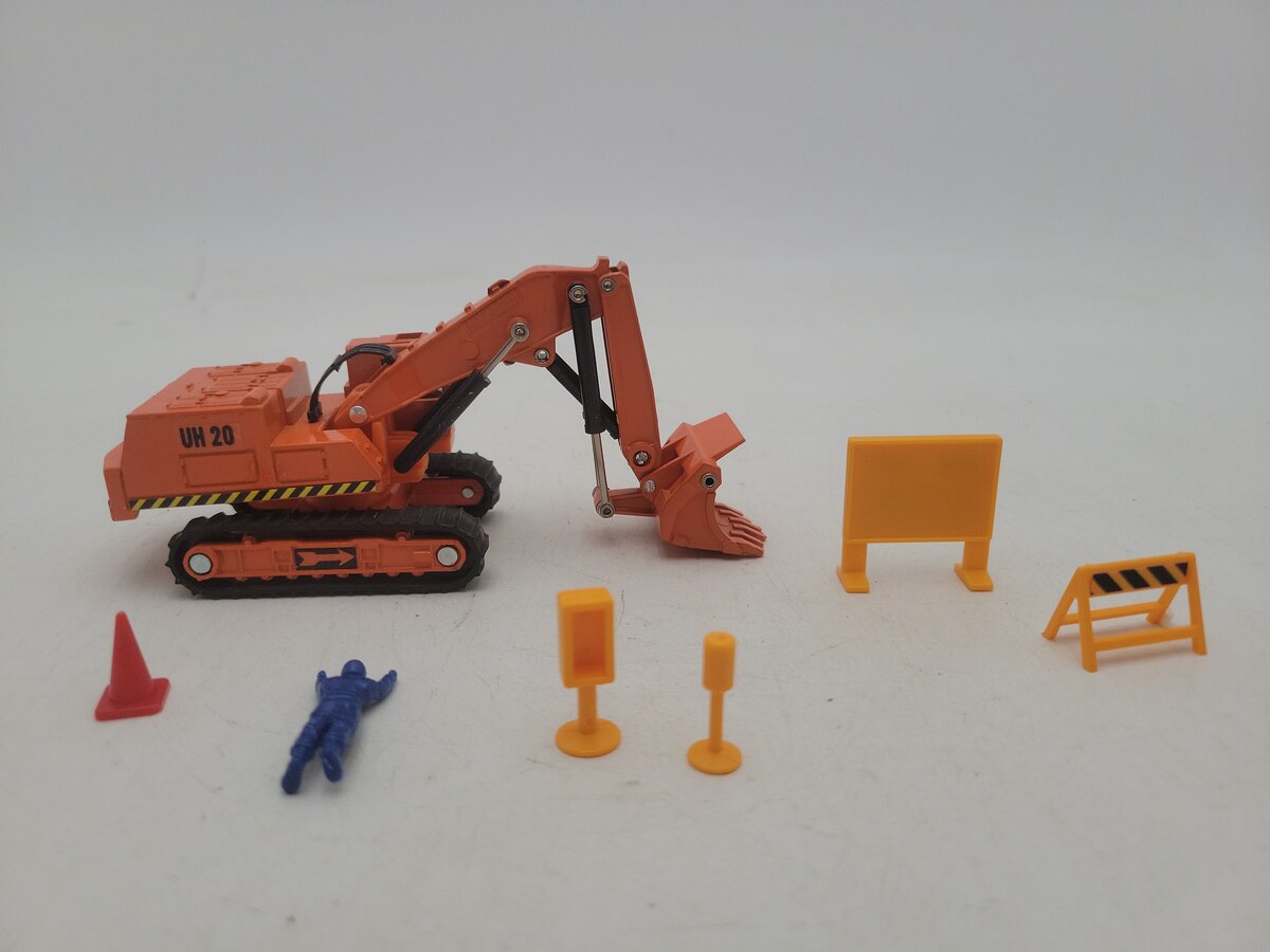 Shinsei 21016 1:85 Scale Mini Power M-16 Orange Excavator Die Cast W/Accessories EX/Box