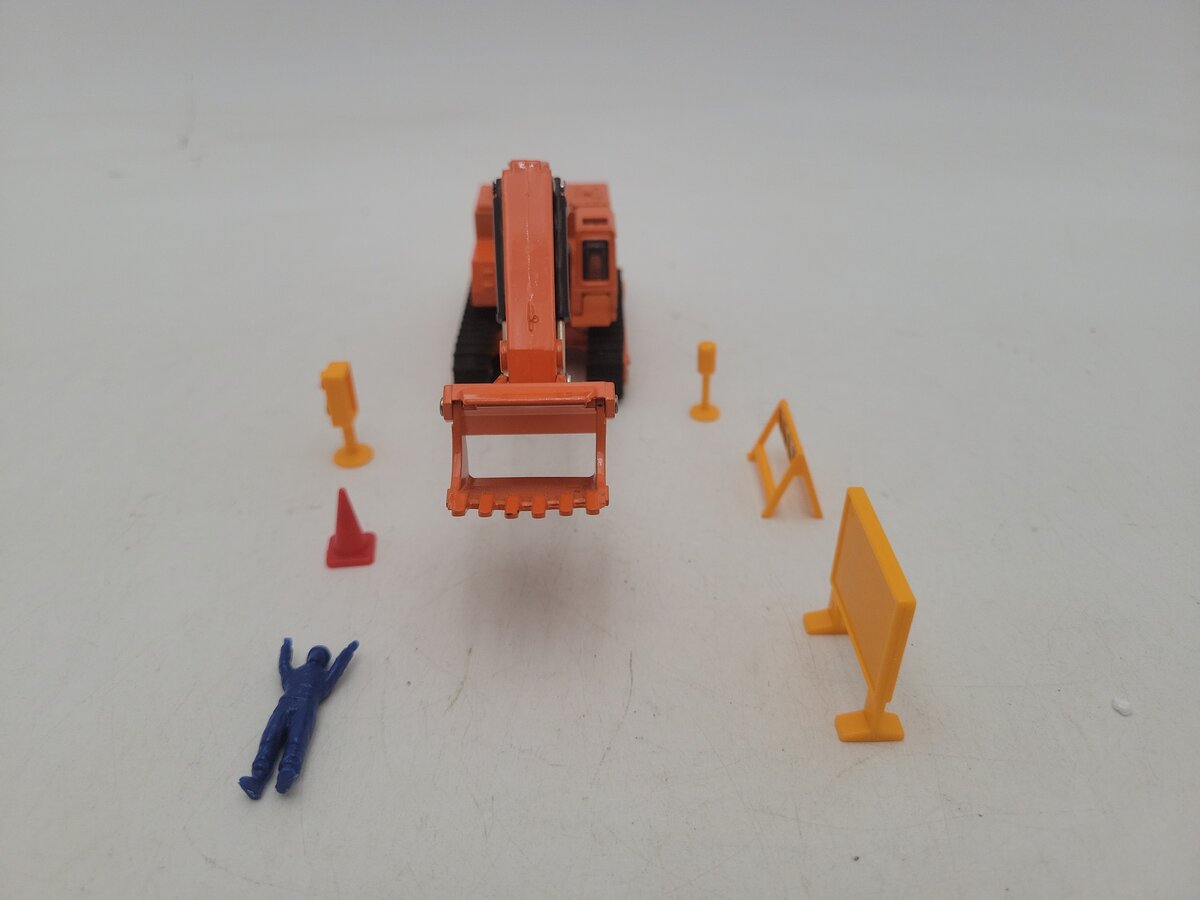 Shinsei 21016 1:85 Scale Mini Power M-16 Orange Excavator Die Cast W/Accessories EX/Box