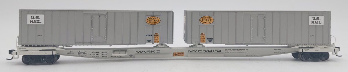 Walthers 932-40851 HO Scale NYC Flexi-Van Flatcar w/ Side Door Trailers #504154 EX
