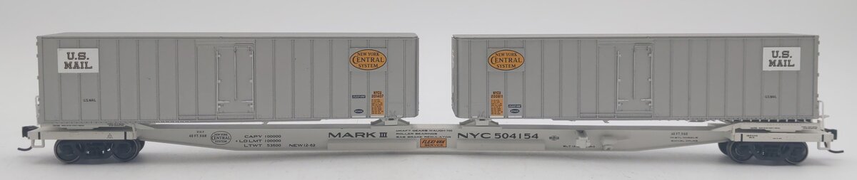 Walthers 932-40851 HO Scale NYC Flexi-Van Flatcar w/ Side Door Trailers #504154 EX