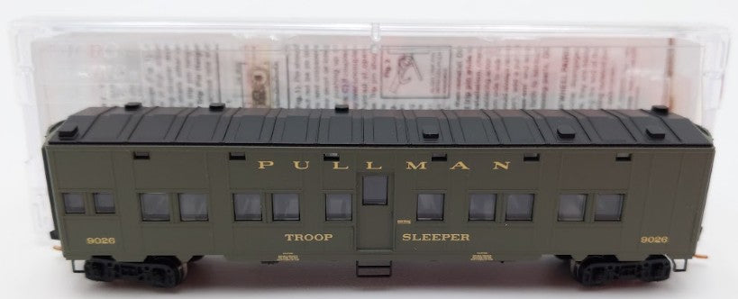 Micro-Trains 11600011 N Scale Pullman Pool 50' Standard Troop Sleeper Car #9026 LN/Box