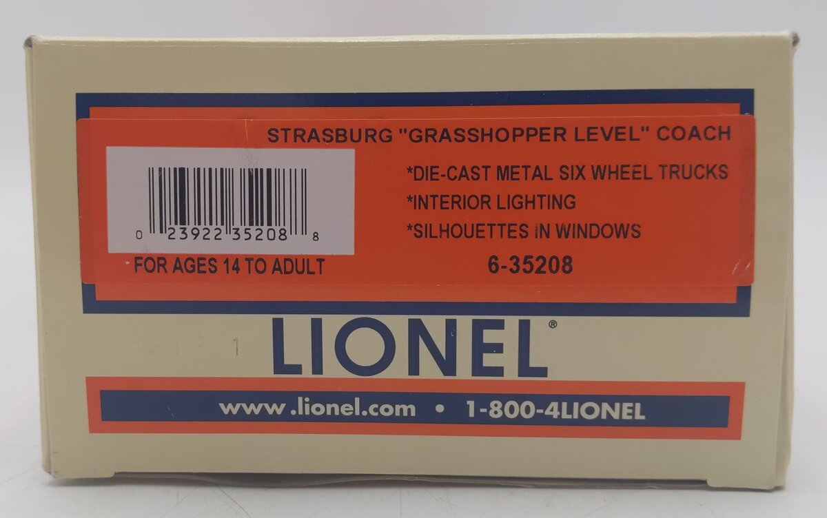 Lionel 6-35208 Strasburg "Grasshopper Level" Coach #59 EX/Box