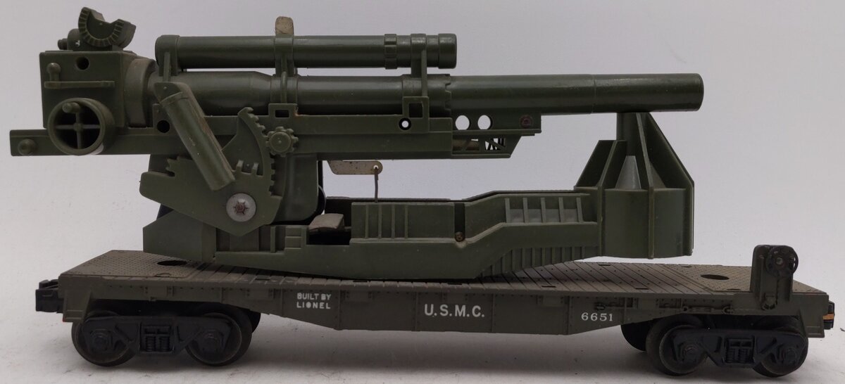 Lionel 6651 Vintage O USMC Olive Drab Cannon Car VG