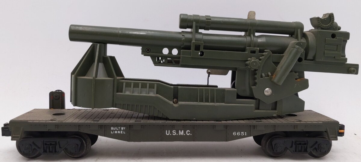 Lionel 6651 Vintage O USMC Olive Drab Cannon Car VG