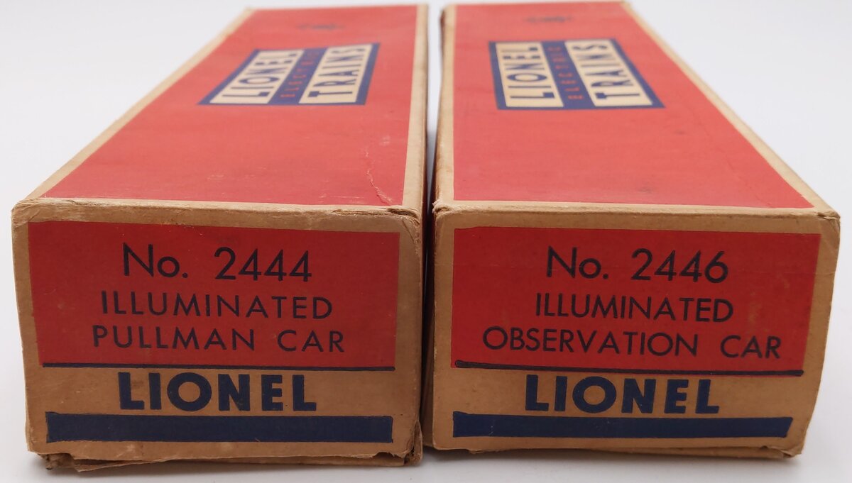 Lionel Vintage O Red Stripe Passenger Cars 2444, 2446 [2] VG/Box