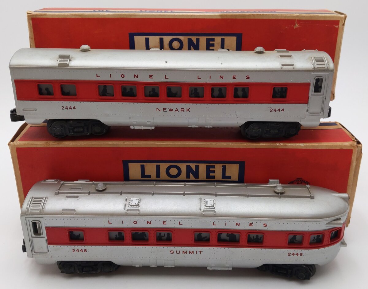 Lionel Vintage O Red Stripe Passenger Cars 2444, 2446 [2] VG/Box