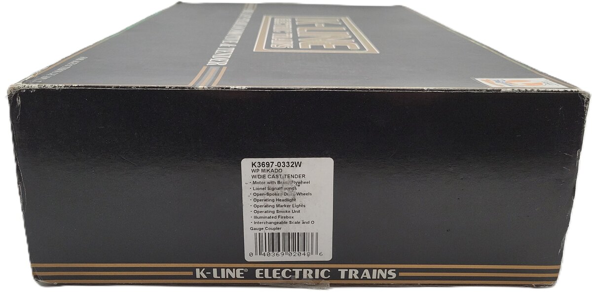 K-Line K3697-0332W O Western Pacific 2-8-2 Mikado Steam Engine w/TMCC #332 LN/Box