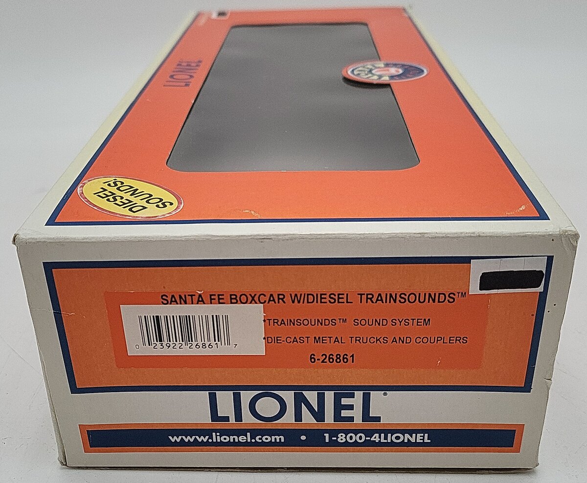 Lionel 6-26861 O Gauge Santa Fe Boxcar with Diesel Trainsounds LN/Box