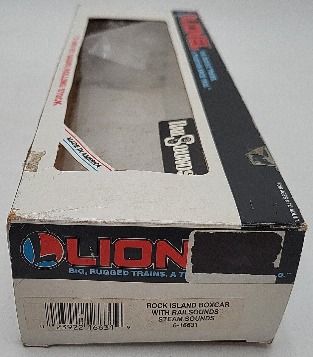 Lionel 6-16631 O Gauge Rock Island Boxcar with Steam Railsounds EX/Box