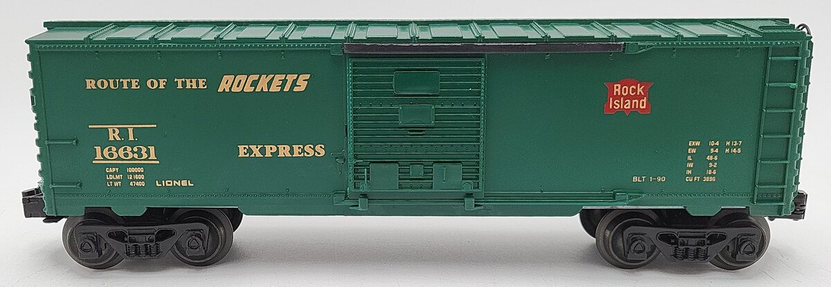Lionel 6-16631 O Gauge Rock Island Boxcar with Steam Railsounds EX/Box