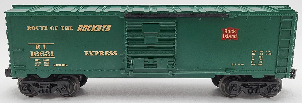 Lionel 6-16631 O Gauge Rock Island Boxcar with Steam Railsounds EX/Box