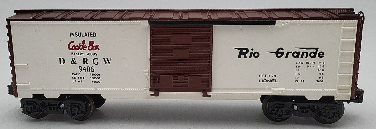 Lionel 6-9406 O Gauge Denver and Rio Grande West Cookie Boxcar EX