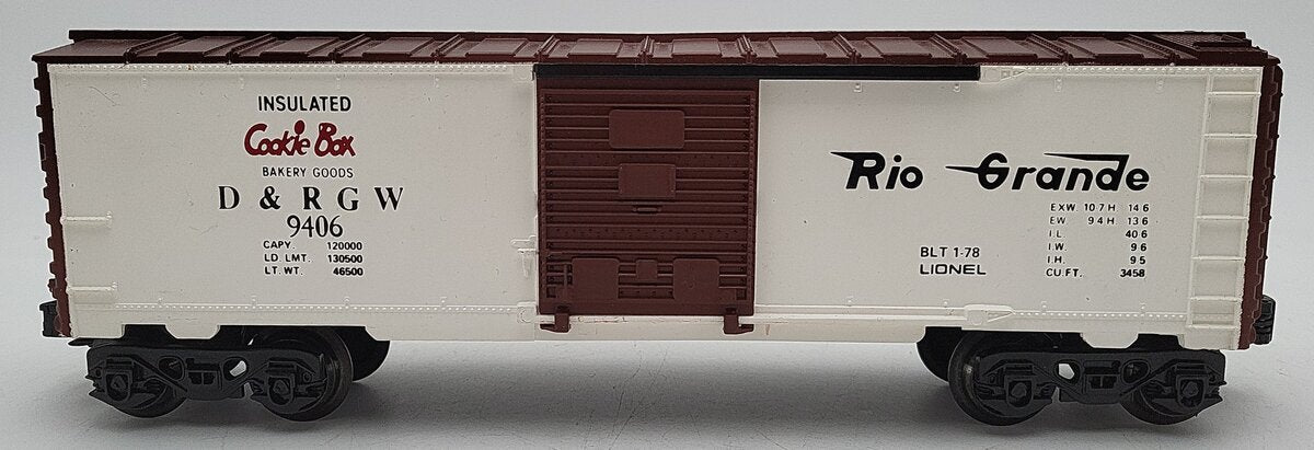 Lionel 6-9406 O Gauge Denver and Rio Grande West Cookie Boxcar EX