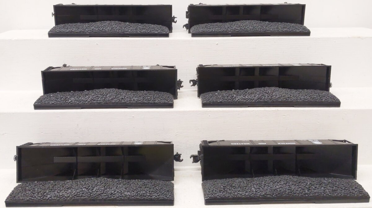 MTH 30-7536 O Gauge Norfolk & Western 4-Bay Hopper with Coal Load 6-Car Set #2 LN/Box