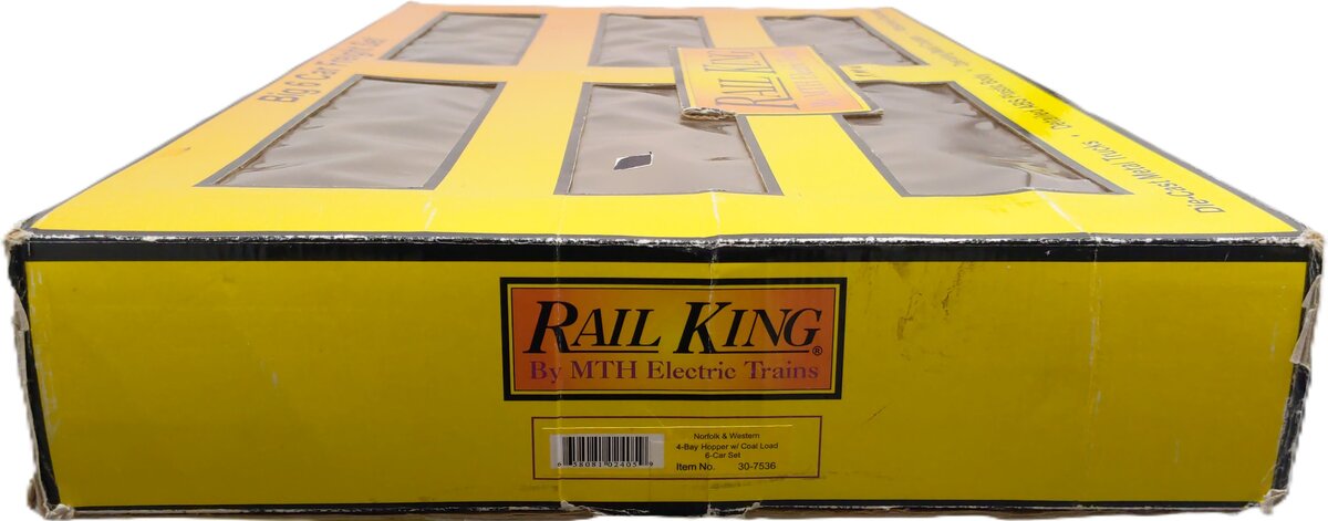 MTH 30-7536 O Gauge Norfolk & Western 4-Bay Hopper with Coal Load 6-Car Set #2 LN/Box