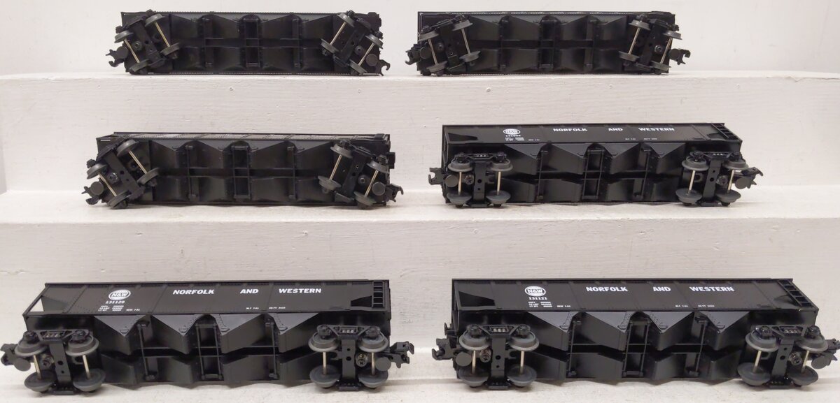 MTH 30-7536 O Gauge Norfolk & Western 4-Bay Hopper with Coal Load 6-Car Set #2 LN/Box