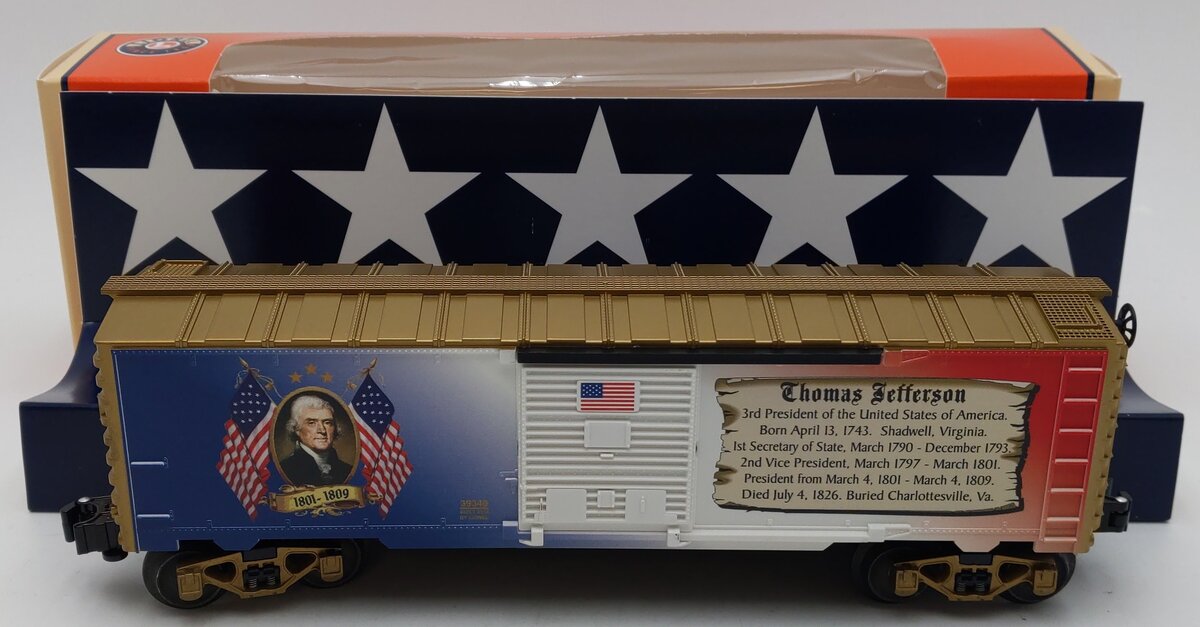 Lionel 6-39340 O Gauge U.S. Made Thomas Jefferson Presidential Boxcar LN/Box