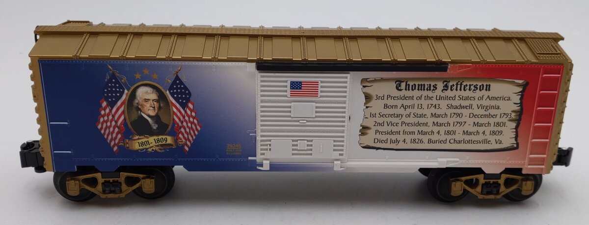 Lionel 6-39340 O Gauge U.S. Made Thomas Jefferson Presidential Boxcar LN/Box