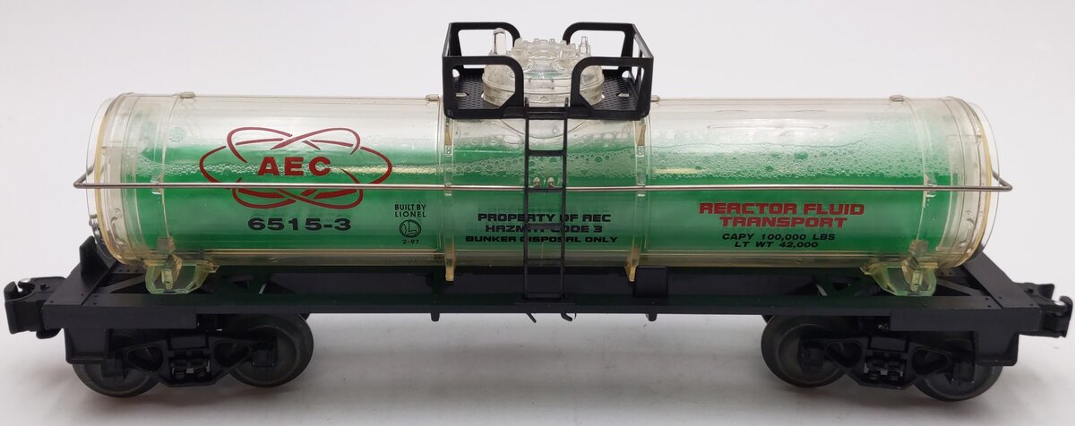 Lionel 6-16155 O Gauge AEC Reactor Fluid Tank Car #6515-3 (Green) EX/Box