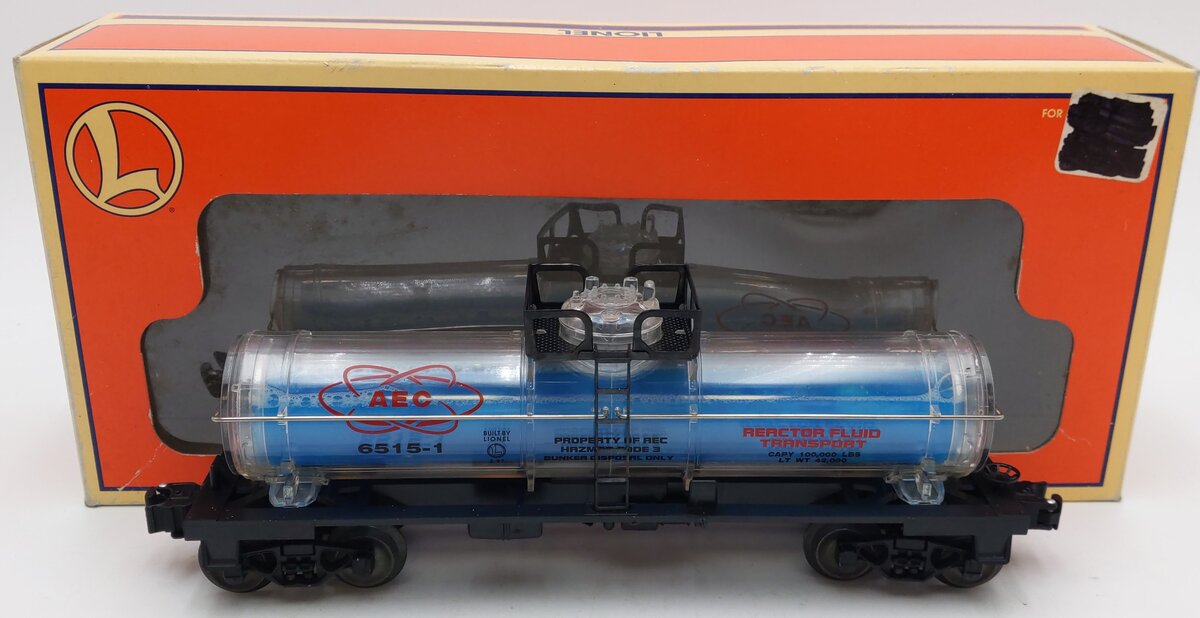 Lionel 6-16153 O Gauge AEC Reactor Fluid Tank Car #6515-1 (Blue) EX/Box