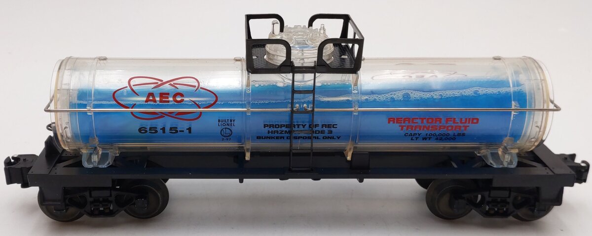 Lionel 6-16153 O Gauge AEC Reactor Fluid Tank Car #6515-1 (Blue) EX/Box