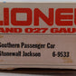 Lionel 6-9533 O Gauge Southern "Stonewall Jackson" Crescent Passenger Car #9533 EX/Box