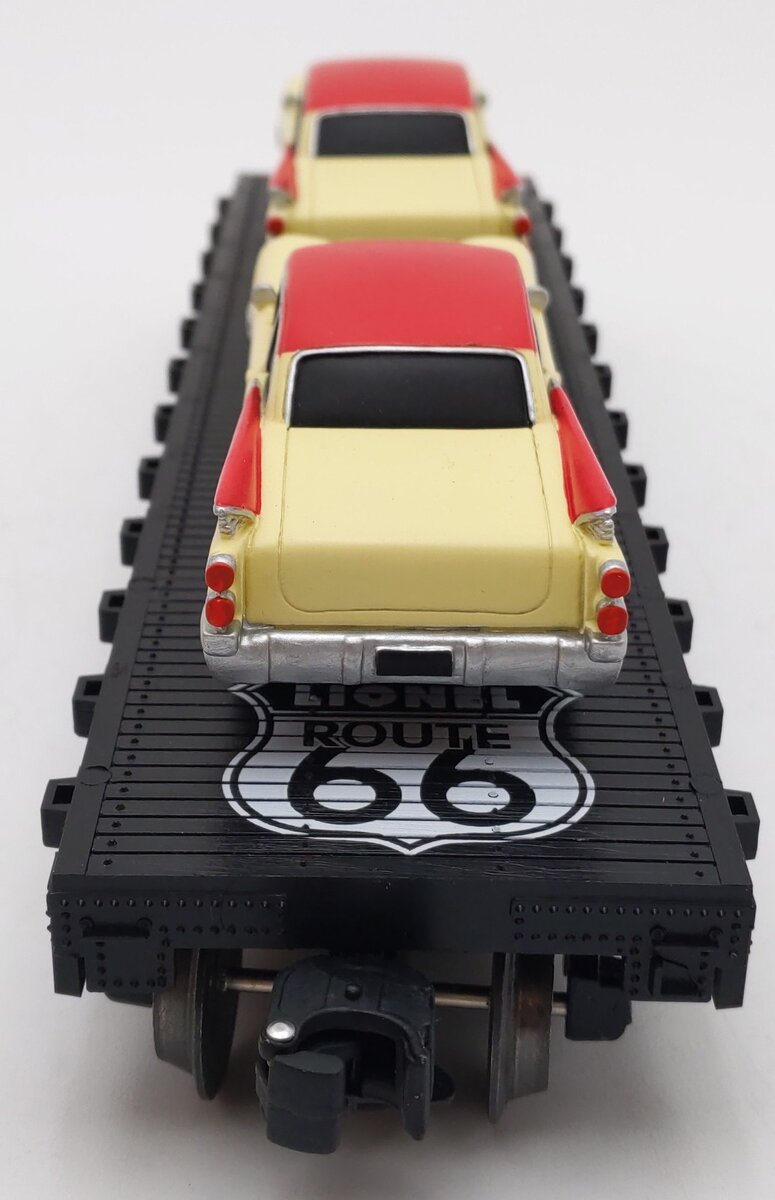 Lionel 6-17536 O Gauge Route 66 Flatcar w/ 2 Luxury Coupes LN/Box