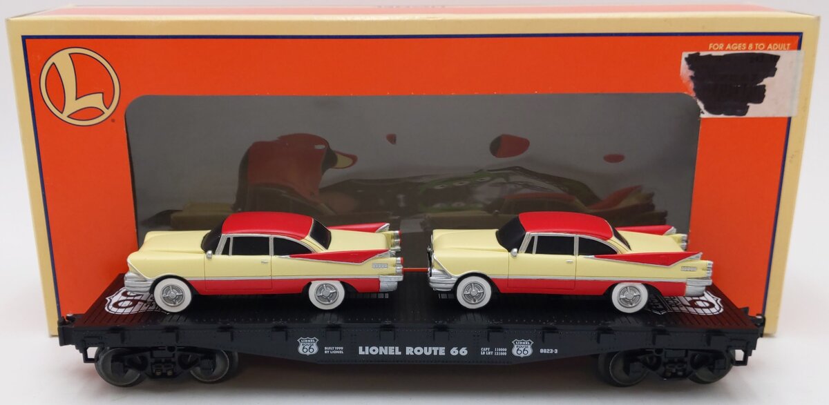 Lionel 6-17536 O Gauge Route 66 Flatcar w/ 2 Luxury Coupes LN/Box