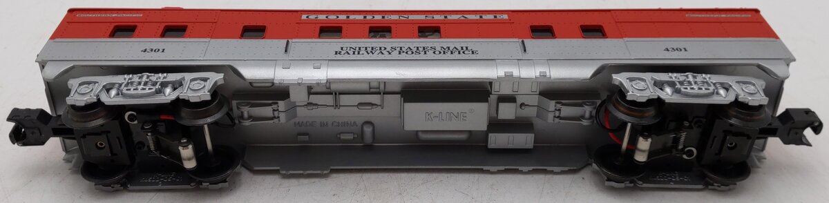 K-Line K4632-4301 O Gauge KCC Golden State Railway Post Office Baggage Car #4301 EX/Box