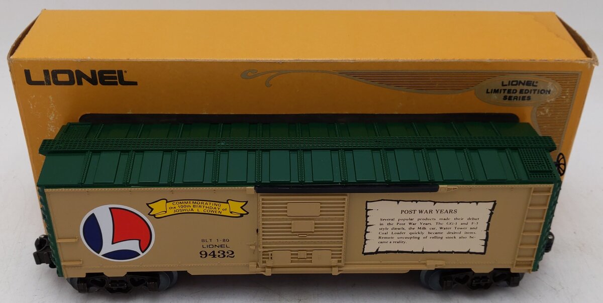 Lionel 6-9432 O Gauge Joshua Lionel Cowen Postwar Years Boxcar EX/Box