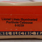 Lionel 6-9239 O Gauge Lionel Lines Illuminated Porthole Caboose EX/Box