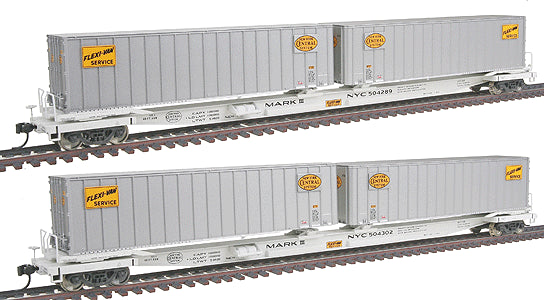 Walthers 932-23921 HO Scale New York Central Flexi-Van Flat Car (Pack of 2) LN