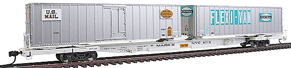 Walthers 932-41052 HO Scale NYC Mark IV Flexi-Van Flatcar w/Two Trailers #9715 LN