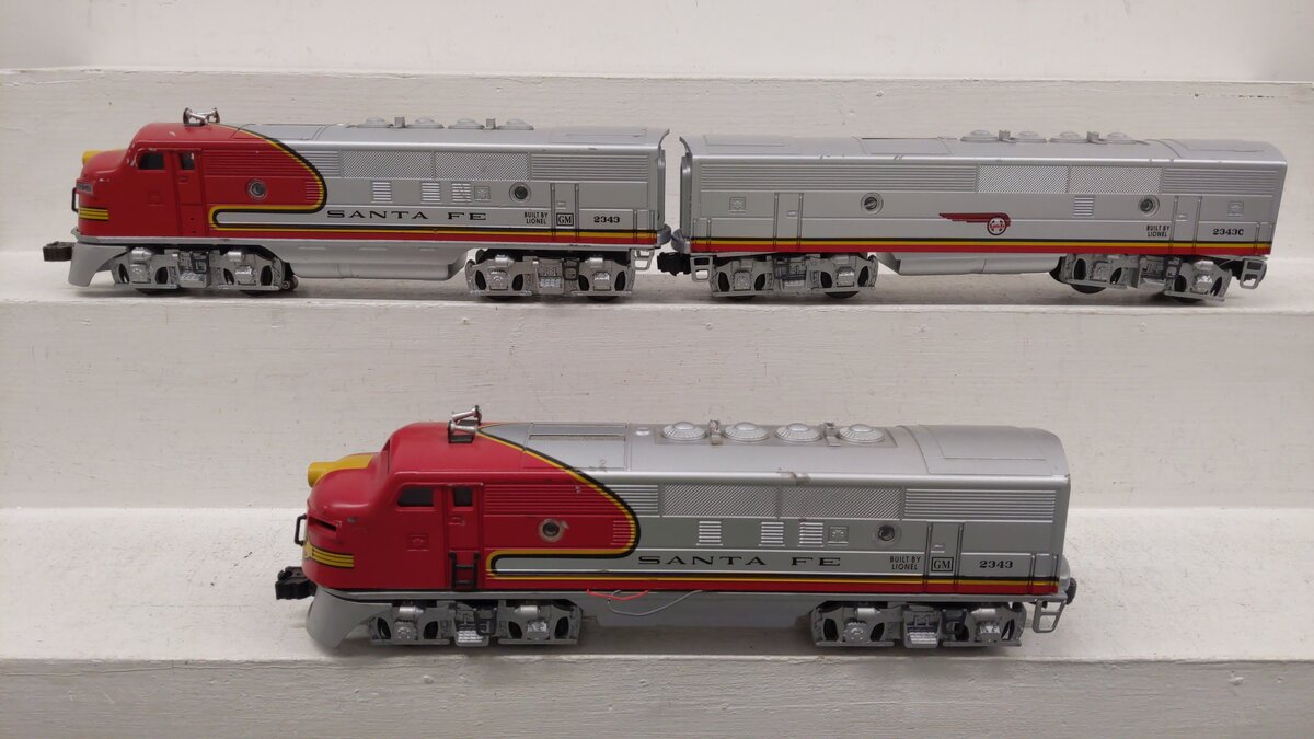 Lionel 2343 Vintage O Santa Fe F3 ABA Diesel Locomotive Set