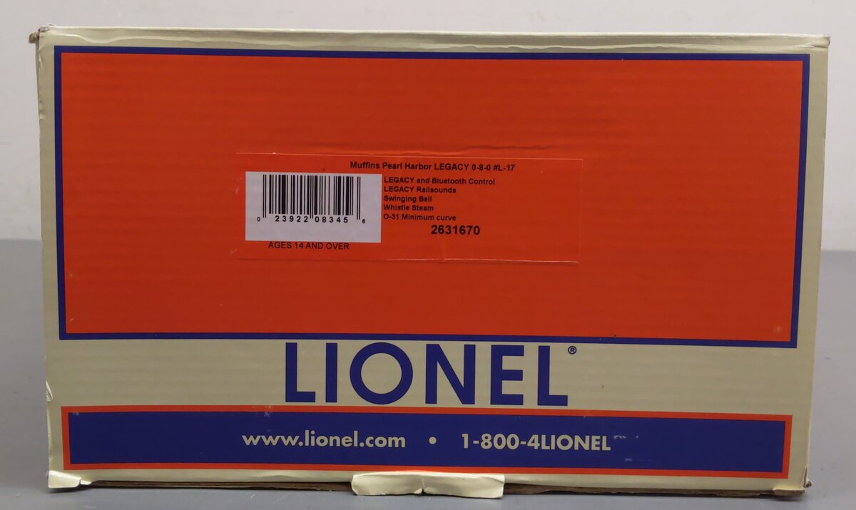 Lionel 2631670 O Muffins Pearl Harbor Legacy 0-8-0 Steam Loco & Tender #L-17 LN/Box