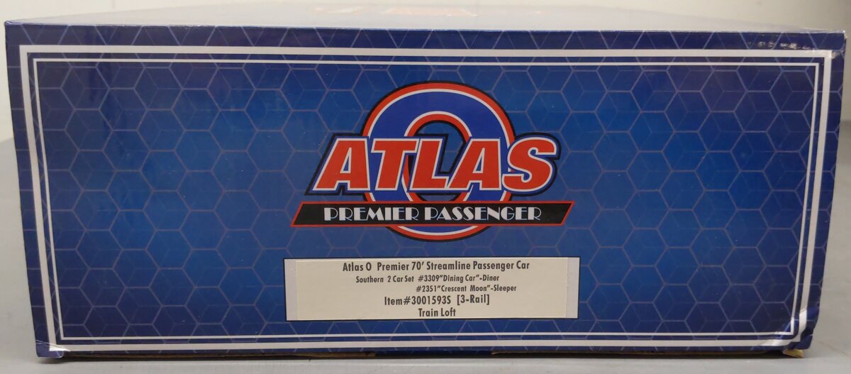 Atlas 3001593S O Gauge Southern 70' Streamline 2-Car Passenger Set (3-Rail) LN/Box