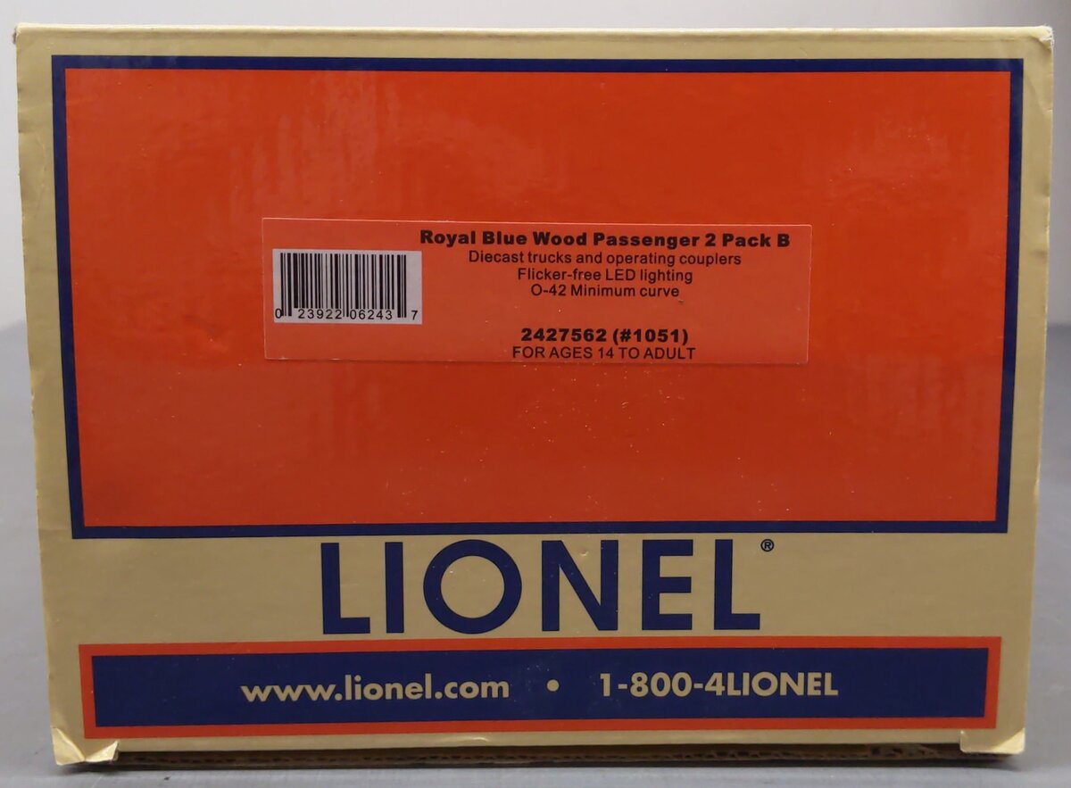 Lionel 2427562 O Gauge Royal Blue Wood Passenger #1051 LN/Box