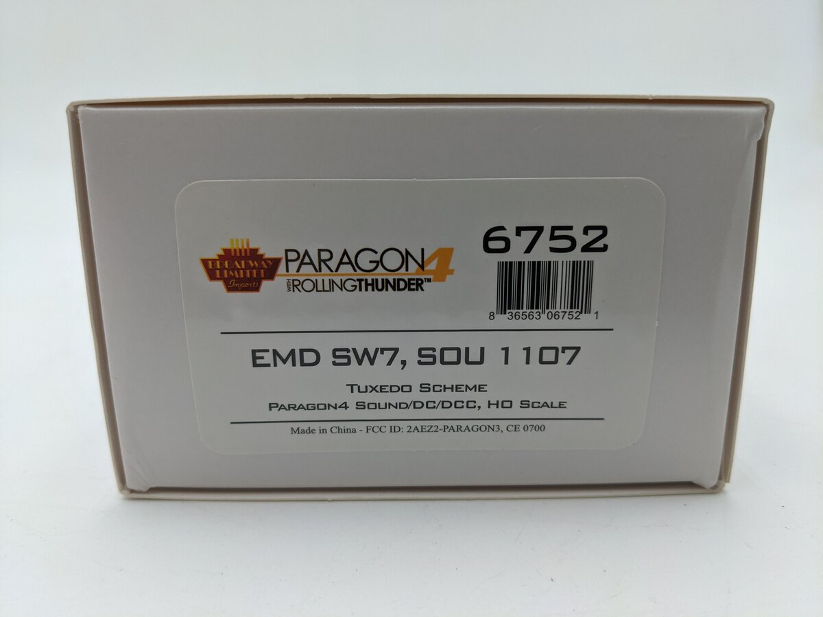 Broadway Limited 6752 HO Southern EMD SW7 Diesel Loco with Paragon4 #1107/Box
