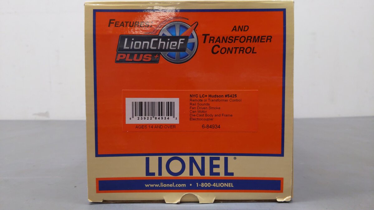 Lionel 6-84934 O New York Central LionChief+ Hudson Steam with Bluetooth #5425  EX/Box