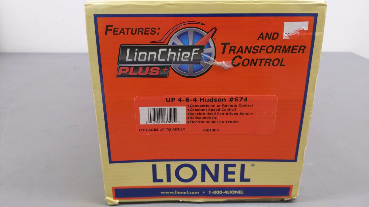 Lionel 6-81303 O Union Pacific LionChief Plus 4-6-4 Hudson Steam Locomotive #674 EX/Box