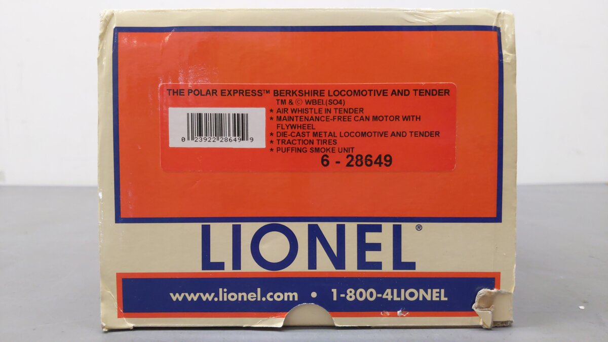 Lionel 6-28649 O Polar Express 2-8-4 Berkshire Steam Locomotive & Tender #1225 VG/Box