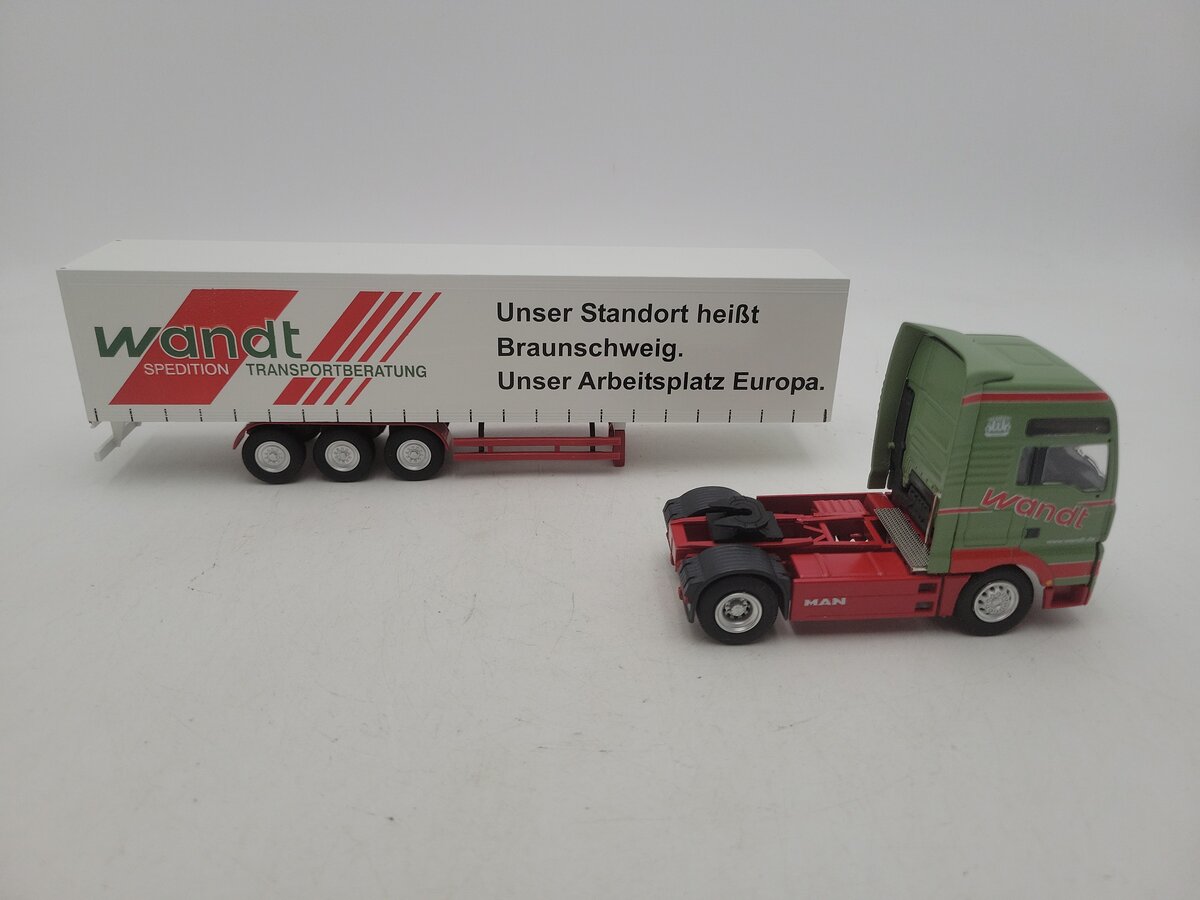 Conrad 6607/0 1:50 Scale Man TGL 41 WANDT Spedition Tractor With Box Trailer LN/Box