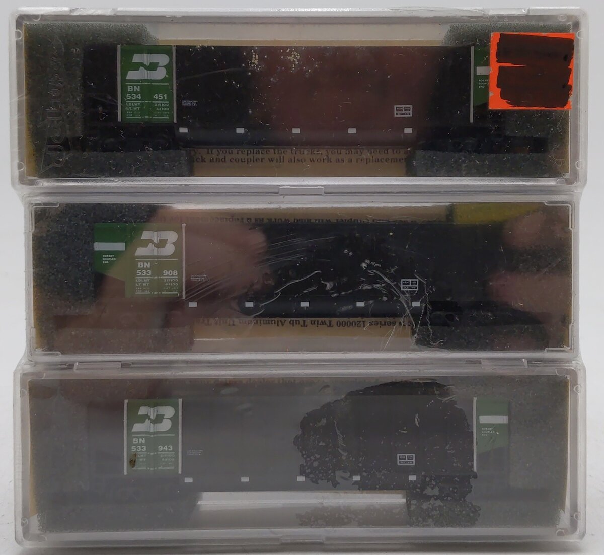 Deluxe Innovations 12100 N Scale BN Twin Tub Coal Gondola (6 Pack) MT/Box