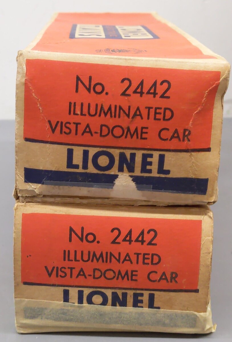 Lionel 2442 Vintage O Lionel Lines Clifton Red Stripe Vista Dome Cars [2] VG/Box